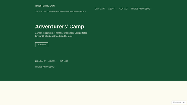 Screenshot of the Adventurers' Camp (Woodlarks) website