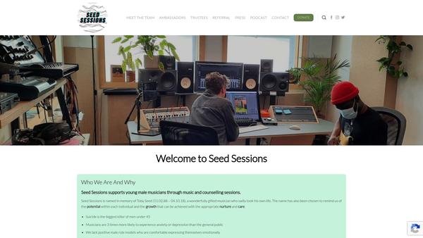 Screenshot of the Seed Sessions website