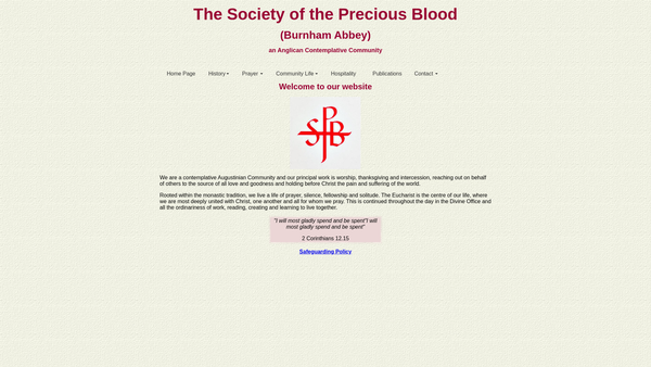 Screenshot of the The Society Of The Precious Blood website