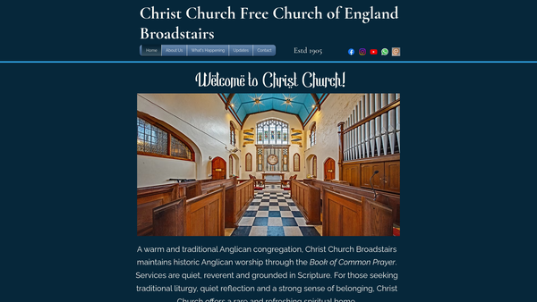 Screenshot of the Christ Church Free Church Of England, Broadstairs website