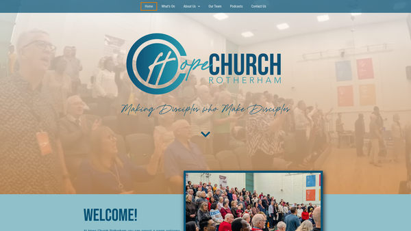 Screenshot of the Hope Church Rotherham website