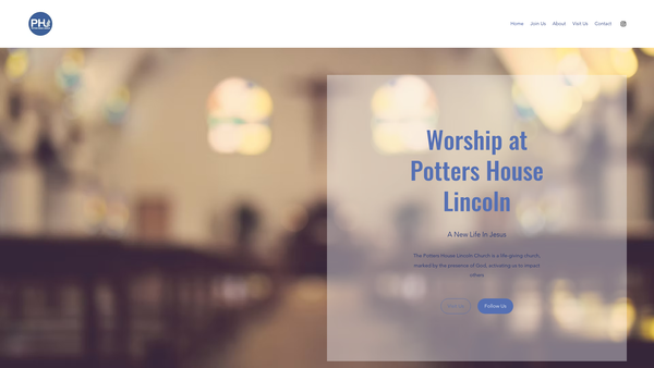 Screenshot of the Potter's House Christian Fellowship UK Lincoln Church website