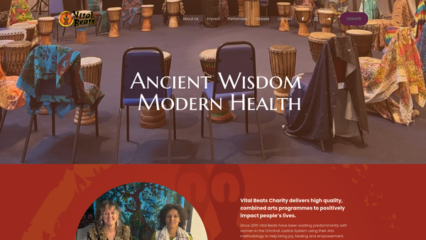 Screenshot of the Vital Beats website