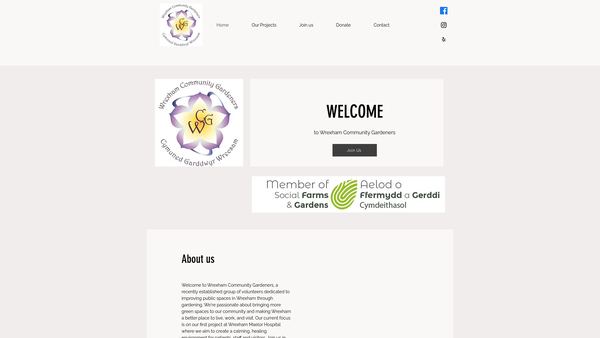 Screenshot of the Wrexham Community Gardeners website
