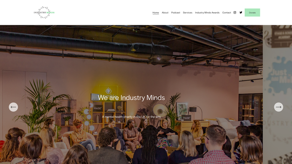 Screenshot of the Industry Minds UK website