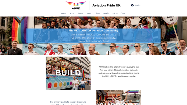 Screenshot of the Aviation Pride UK website