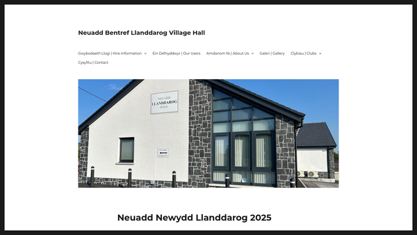 Screenshot of the Neuadd Llanddarog Hall website