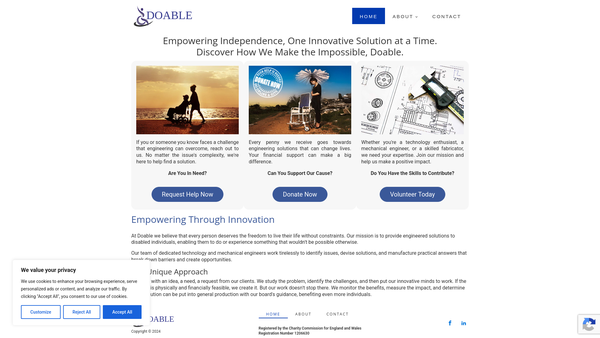 Screenshot of the Doable website