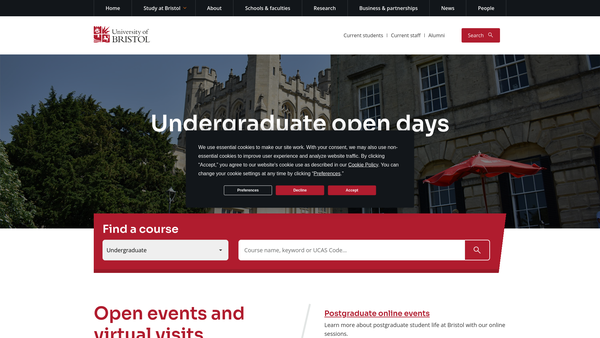 Screenshot of the University Of Bristol Free Church Chaplaincy website