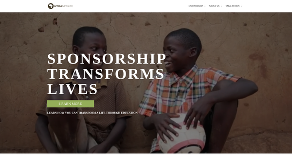 Screenshot of the Africa New Life Ministries UK website