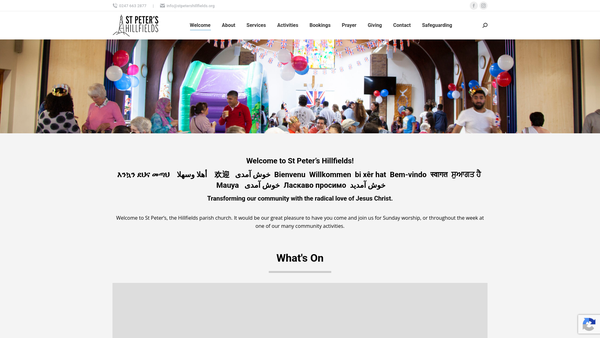 Screenshot of the The Parochial Church Council Of The Ecclesiastical Parish Of St Peter's Hillfields Coventry website