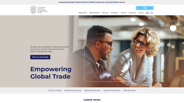 Screenshot of the The Chartered Institute Of Export & International Trade website