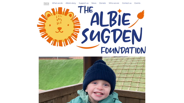 Screenshot of the Albie Sugden Foundation website