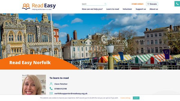 Screenshot of the Read Easy Norfolk website