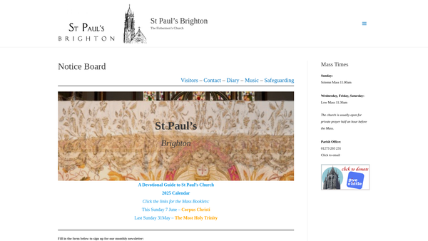 Screenshot of the The Parochial Church Council Of The Ecclesiastical Parish Of St Paul Brighton website