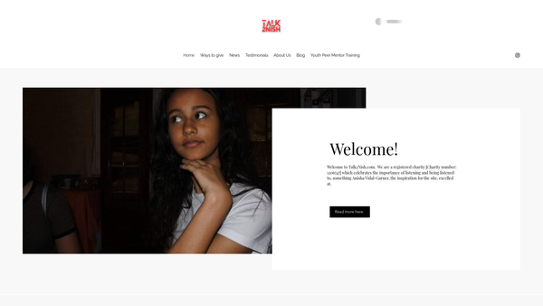 Screenshot of the Talk2nish Peer Mentors website