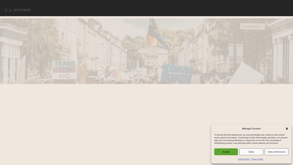 Screenshot of the Bath Pride website