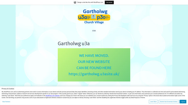 Screenshot of the Garth Olwg U3A website