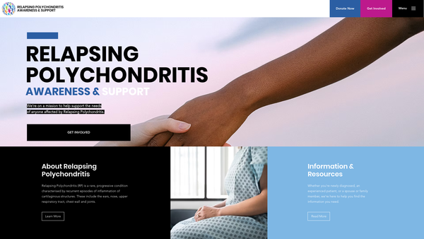 Screenshot of the Relapsing Polychondritis Awareness & Support website