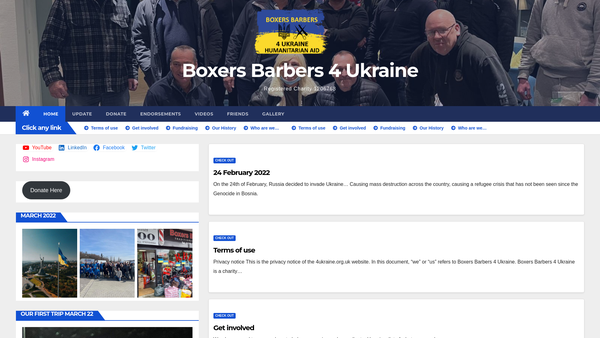 Screenshot of the Boxers Barbers 4 Ukraine website