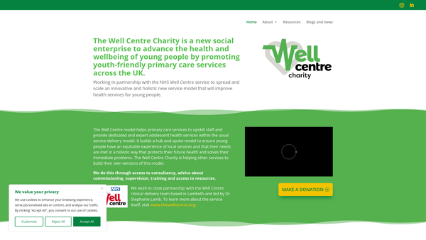 Screenshot of the The Well Centre website