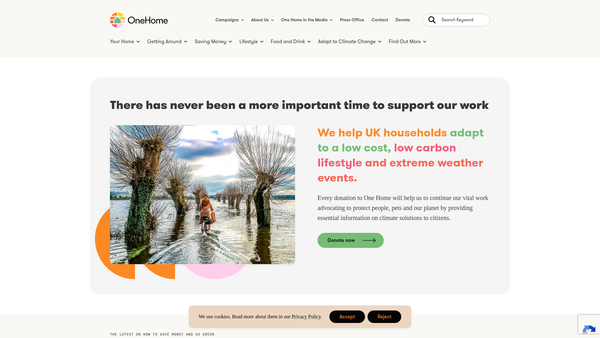 Screenshot of the One Home Climate Solutions website