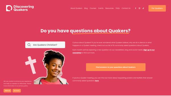 Screenshot of the Discovering Quakers website