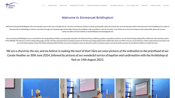 Screenshot of the Emmanuel Church Bridlington website