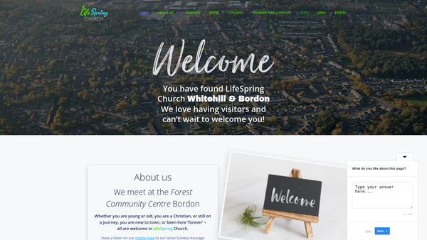 Screenshot of the Lifespring Church Whitehill And Bordon website