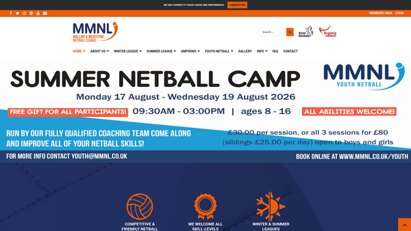 Screenshot of the Malling & Maidstone Netball League website