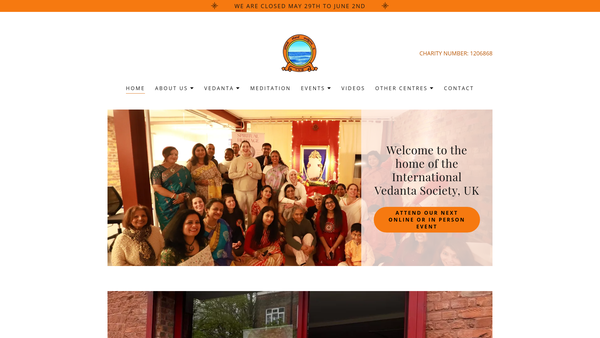 Screenshot of the International Vedanta Society website