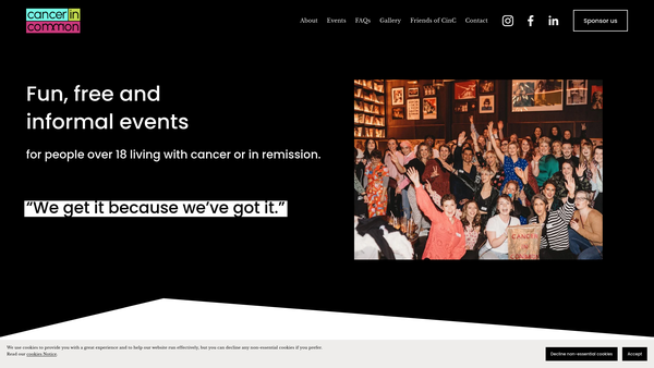 Screenshot of the Cancer In Common website