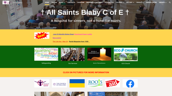 Screenshot of the Blaby Parochial Church Council website