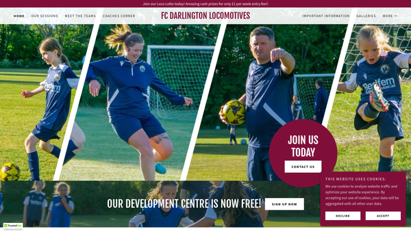 Screenshot of the FC Darlington Locomotives website