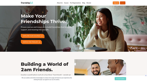 Screenshot of the Friendship Lab website