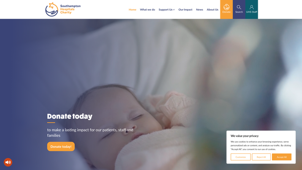 Screenshot of the Southampton Hospitals Charity website
