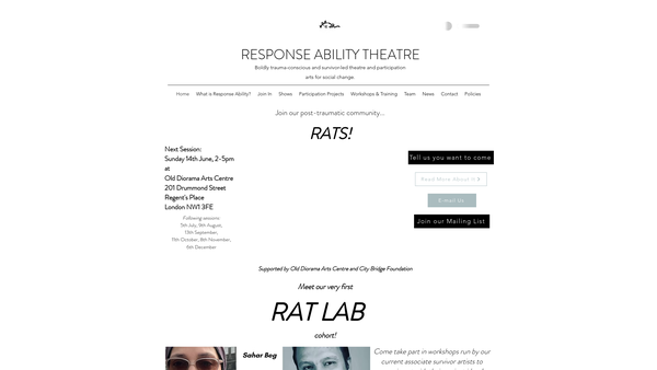 Screenshot of the Response Ability Theatre Ltd website