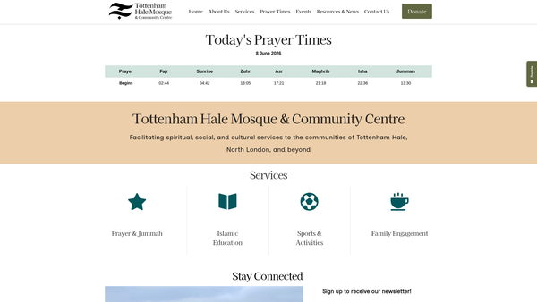 Screenshot of the Tottenham Hale Community Centre website