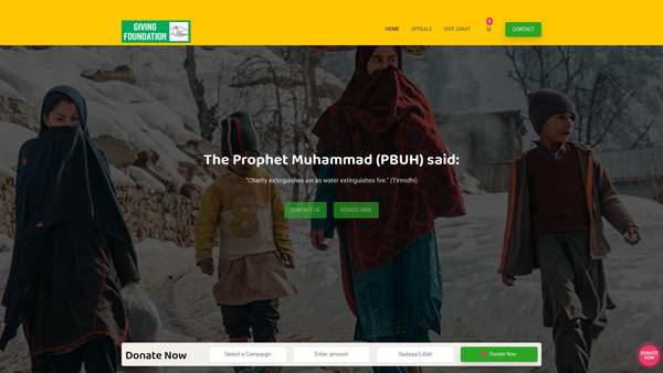 Screenshot of the Giving Foundation website