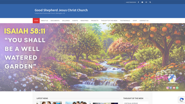 Screenshot of the Good Shepherd Jesus Christ Church website