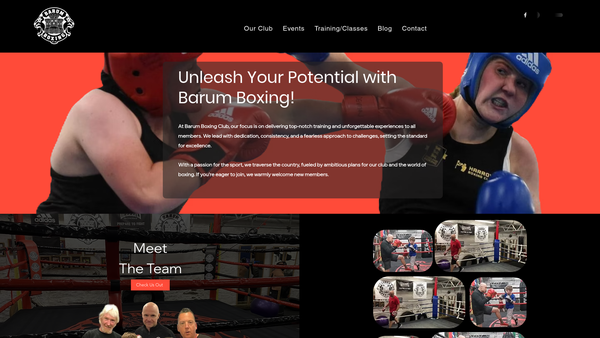 Screenshot of the Barum Boxing Club & Sports Centre website