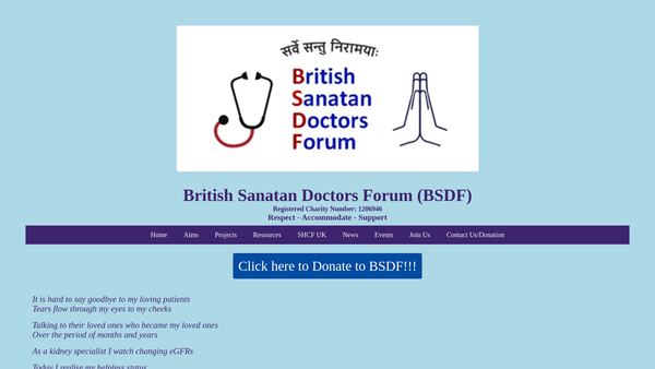 Screenshot of the British Sanatan Doctors Forum website