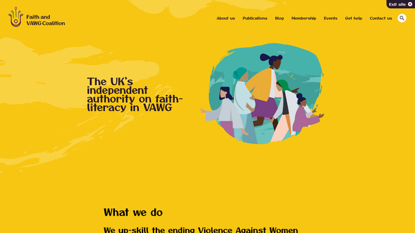 Screenshot of the Faith And Violence Against Women And Girls Coalition website