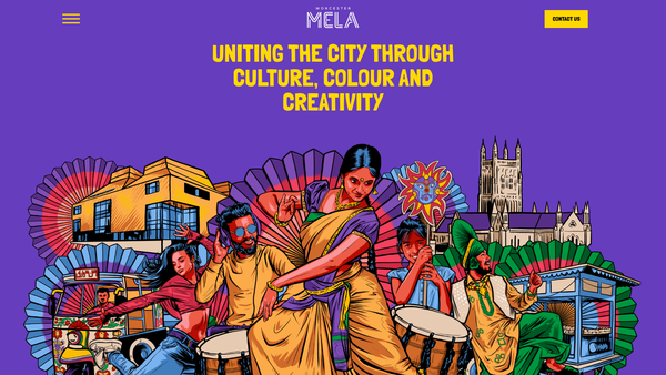 Screenshot of the Worcester Mela website