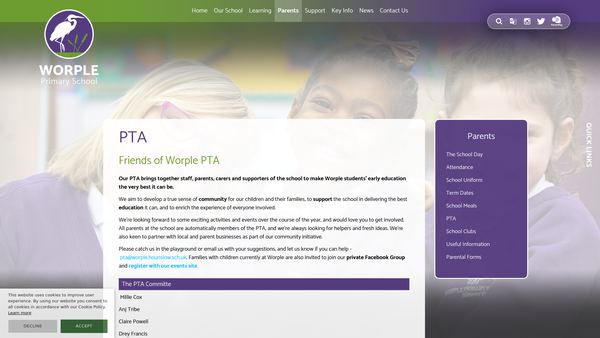 Screenshot of the Friends Of Worple PTA website