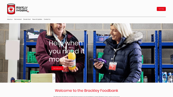 Screenshot of the Brackley Foodbank website