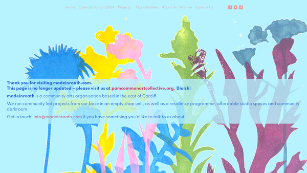 Screenshot of the Pam Common Art Collective website