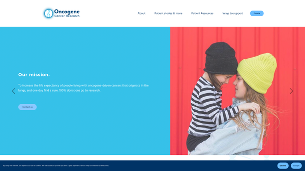 Screenshot of the Oncogene Cancer Research website