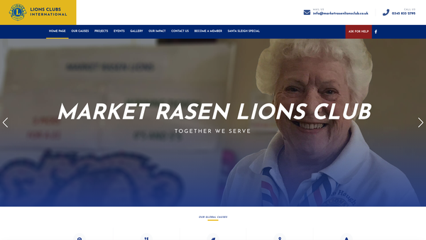 Screenshot of the Market Rasen Lions Club (CIO) website
