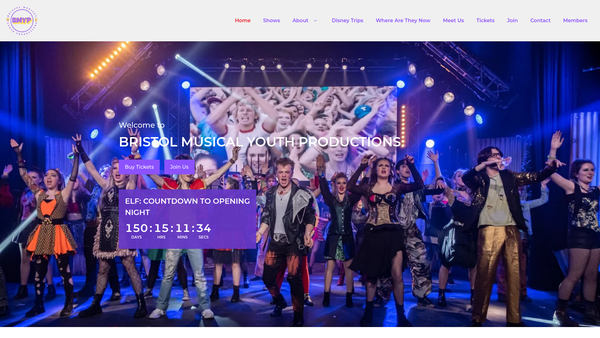 Screenshot of the Bristol Musical Youth Productions website